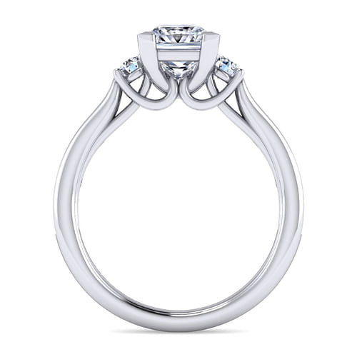 Becky - 14K White Gold Princess Cut Three Stone Diamond Channel Set Engagement Ring - 0.39 ct - Shot 2