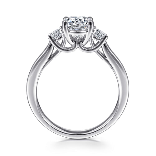 Becky - 14K White Gold Round Three Stone Diamond Channel Set Engagement Ring - 0.39 ct - Shot 2