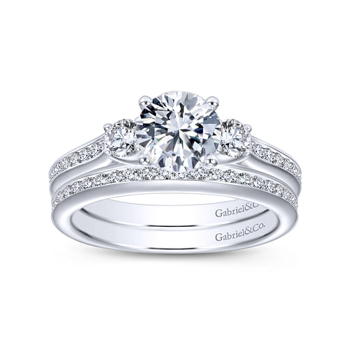 Becky - 14K White Gold Round Three Stone Diamond Channel Set Engagement Ring - 0.39 ct - Shot 4