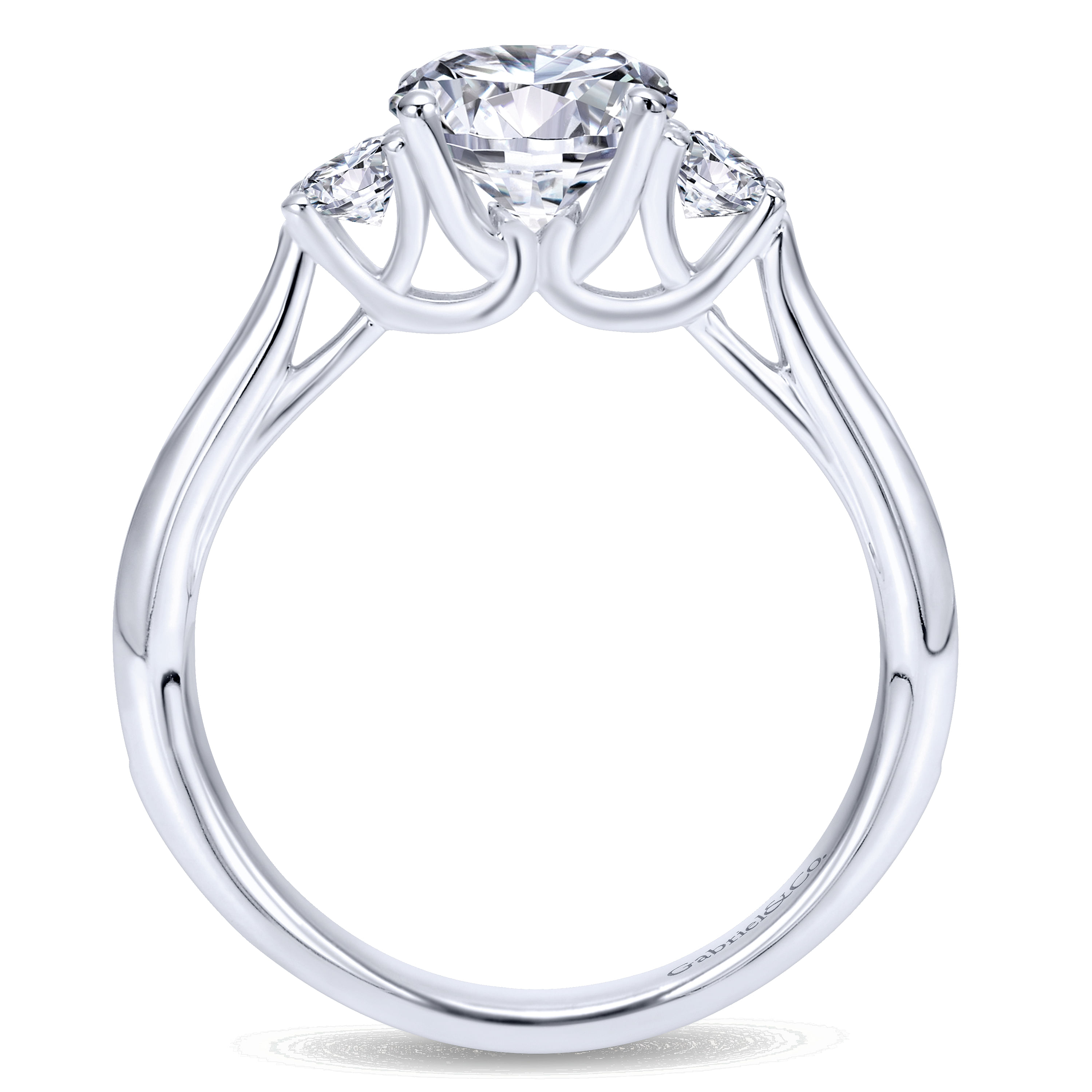 Becky - 14K White Gold Round Three Stone Diamond Channel Set Engagement Ring - 0.47 ct - Shot 2