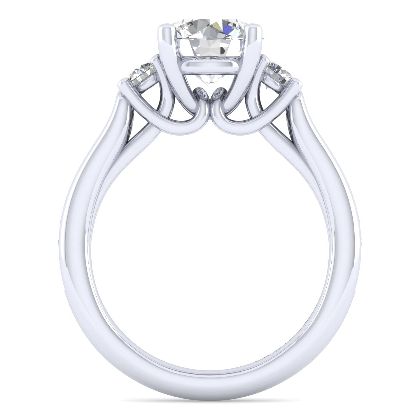 Becky - 14K White Gold Round Three Stone Diamond Channel Set Engagement Ring - 0.44 ct - Shot 2