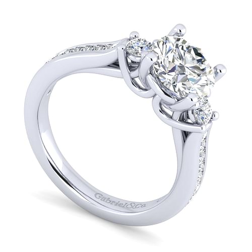 Becky - 14K White Gold Round Three Stone Diamond Channel Set Engagement Ring - 0.44 ct - Shot 3