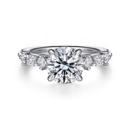 Belle - 14K White Gold Round Diamond Engagement Ring