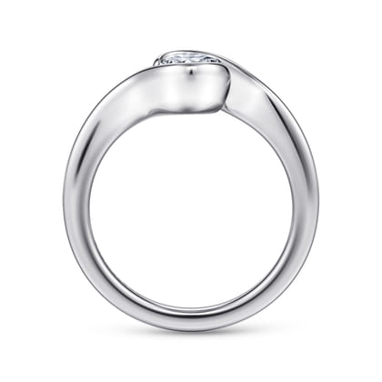 Bellisse - 14K White Gold Bypass Oval Solitaire Diamond Engagement Ring
