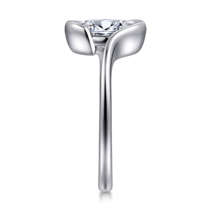 Bellisse - 14K White Gold Bypass Oval Solitaire Diamond Engagement Ring