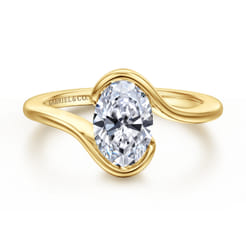 Bellisse - 14K Yellow Gold Bypass Oval Solitaire Diamond Engagement Ring