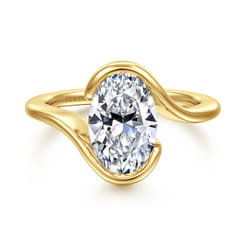 Bellisse - 14K Yellow Gold Bypass Oval Solitaire Diamond Engagement Ring
