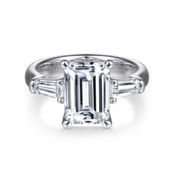 Belma - 14K White Gold Emerald Cut Diamond Channel Set Engagement Ring