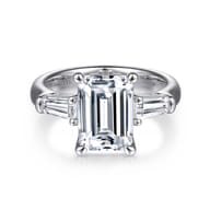 Belma - 14K White Gold Emerald Cut Diamond Channel Set Engagement Ring
