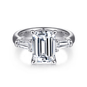 Belma - 14K White Gold Emerald Cut Diamond Channel Set Engagement Ring