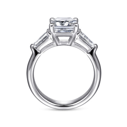 Belma - 14K White Gold Emerald Cut Diamond Channel Set Engagement Ring