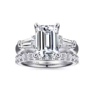 Belma - 14K White Gold Emerald Cut Diamond Channel Set Engagement Ring