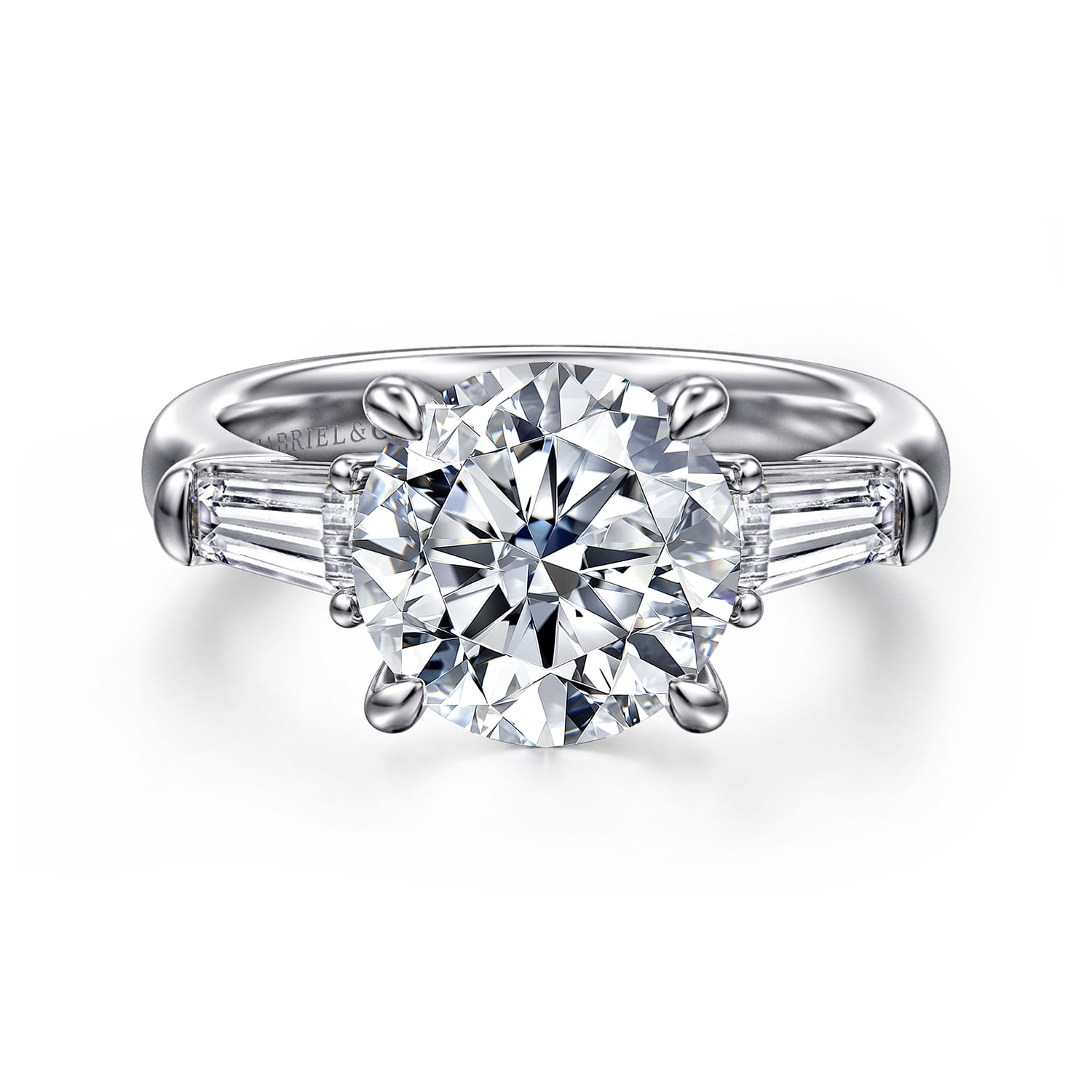 Belma - 14K White Gold Round Diamond Channel Set Engagement Ring