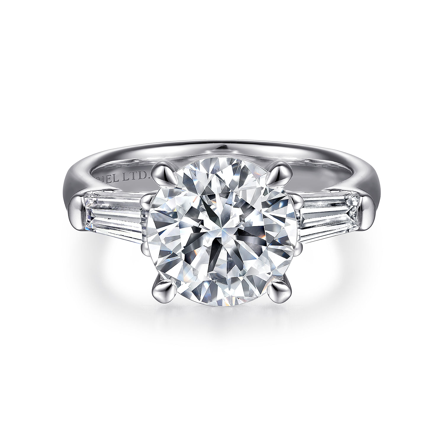 Belma - 14K White Gold Round Three Stone Diamond Engagement Ring