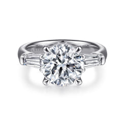 Belma - 14K White Gold Round Three Stone Diamond Engagement Ring