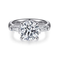 Belma - 14K White Gold Round Three Stone Diamond Engagement Ring