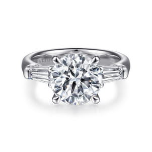 Belma - 14K White Gold Round Three Stone Diamond Engagement Ring