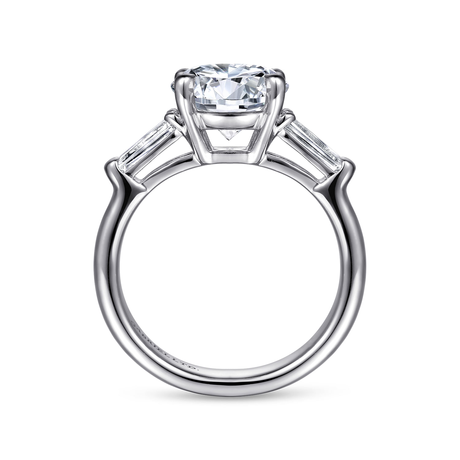 Belma - 14K White Gold Round Three Stone Diamond Engagement Ring