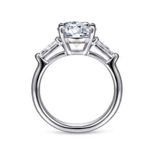 Belma - 14K White Gold Round Three Stone Diamond Engagement Ring