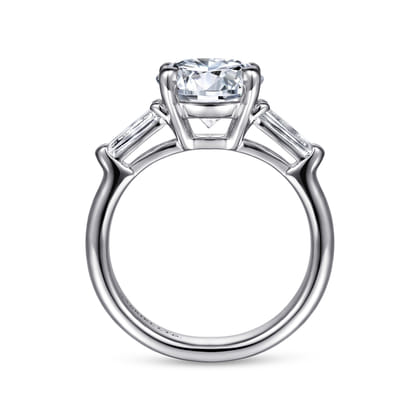 Belma - 14K White Gold Round Three Stone Diamond Engagement Ring