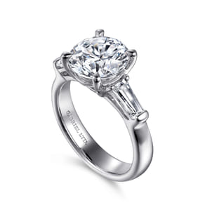 Belma - 14K White Gold Round Three Stone Diamond Engagement Ring