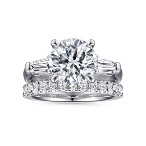 Belma - 14K White Gold Round Three Stone Diamond Engagement Ring