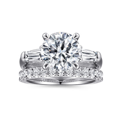 Belma - 14K White Gold Round Three Stone Diamond Engagement Ring
