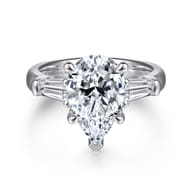 Belma - 18K White Gold Pear Shape Three Stone Diamond Engagement Ring