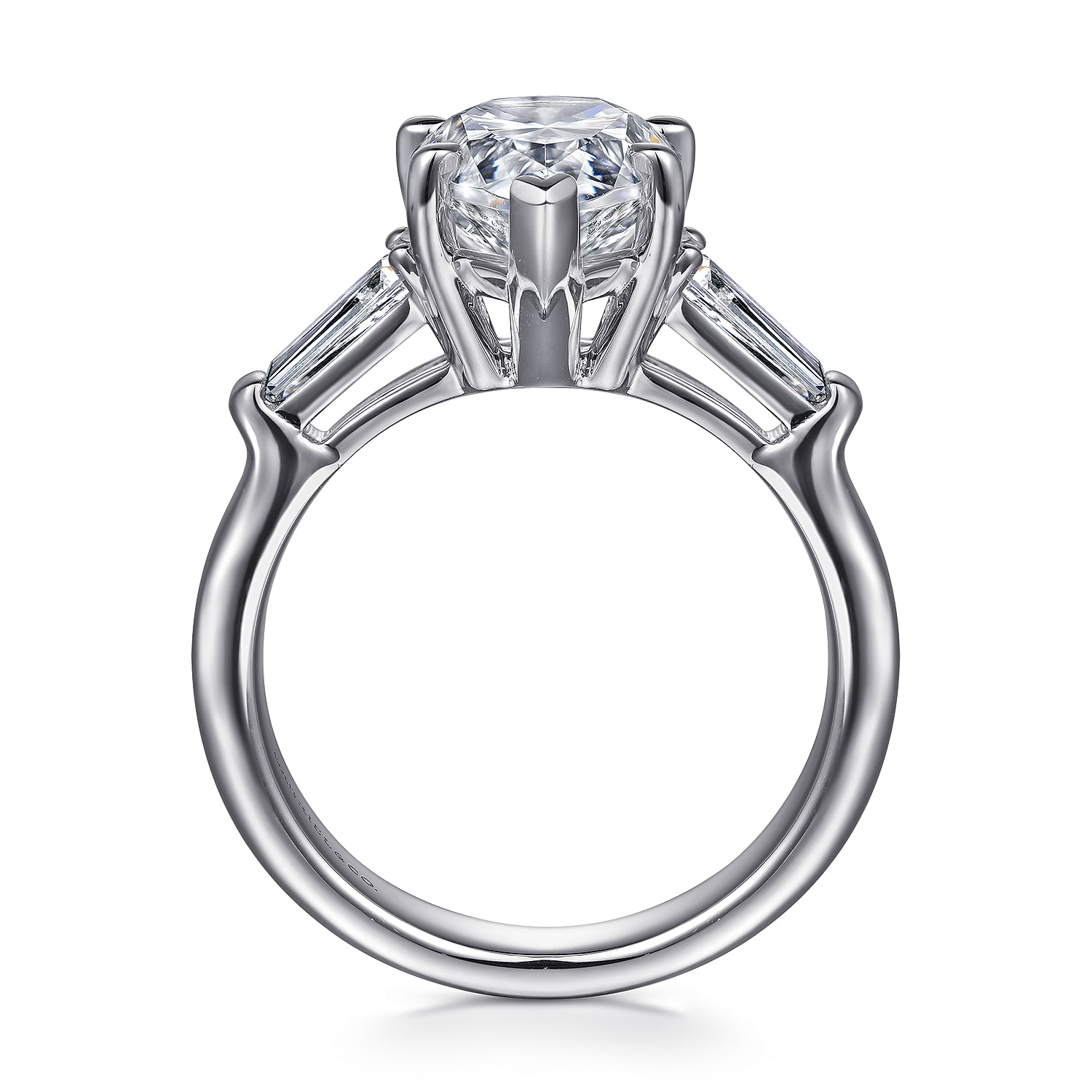 Belma - 18K White Gold Pear Shape Three Stone Diamond Engagement Ring