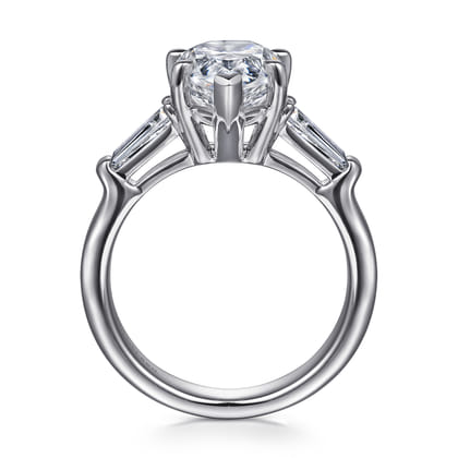 Belma - 18K White Gold Pear Shape Three Stone Diamond Engagement Ring