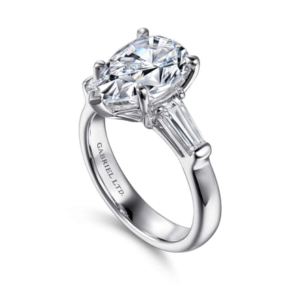 Belma - 18K White Gold Pear Shape Three Stone Diamond Engagement Ring