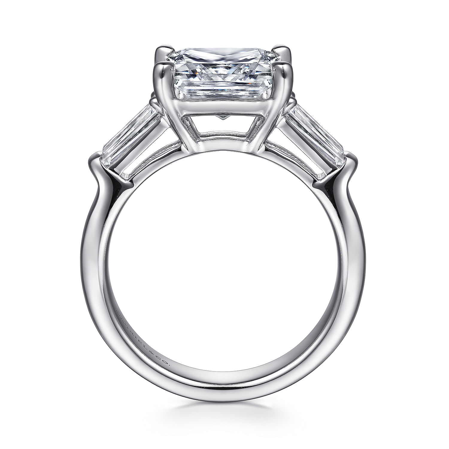 Belma - 18K White Gold Princess Cut Three Stone Diamond Engagement Ring