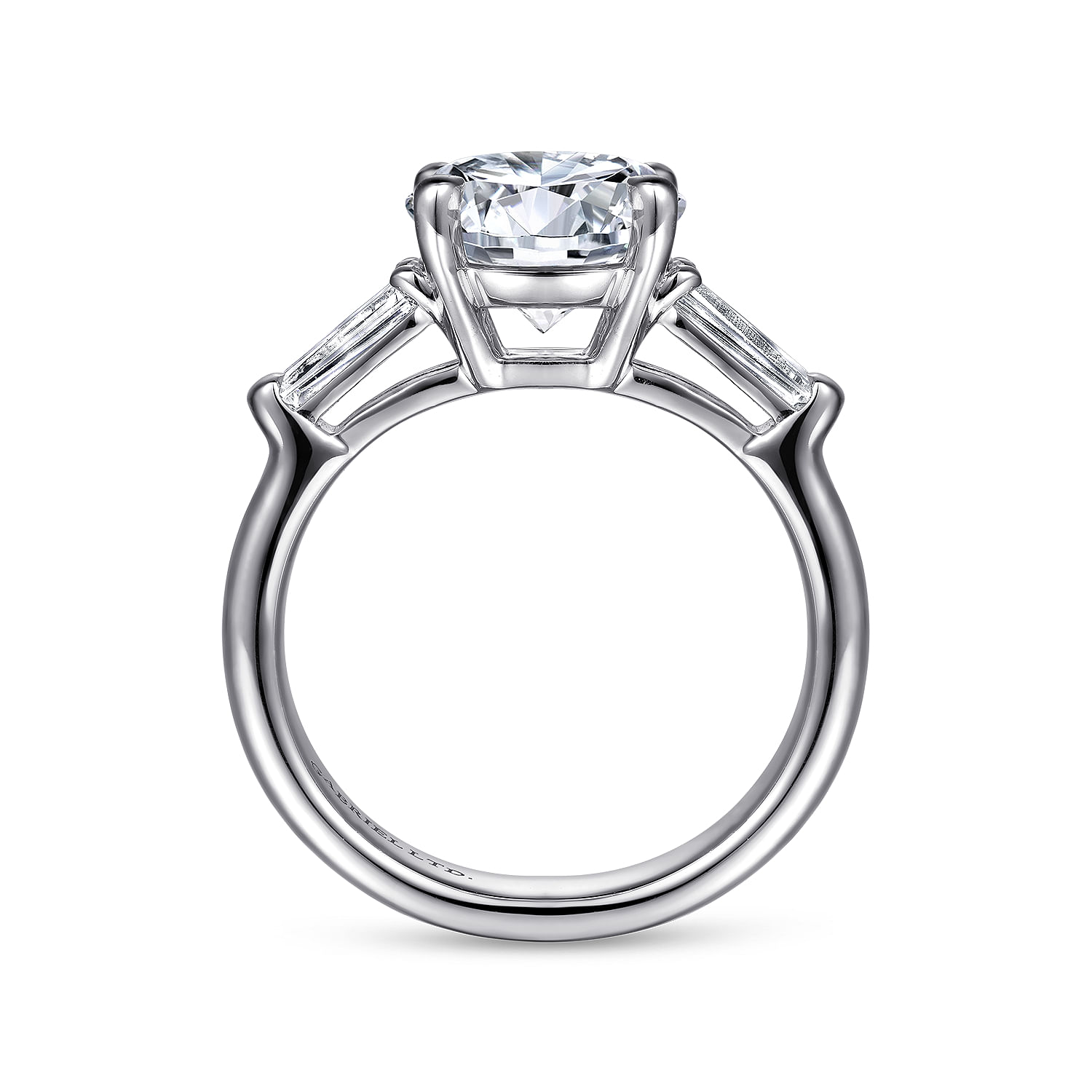 Belma - 18K White Gold Round Three Stone Diamond Engagement Ring