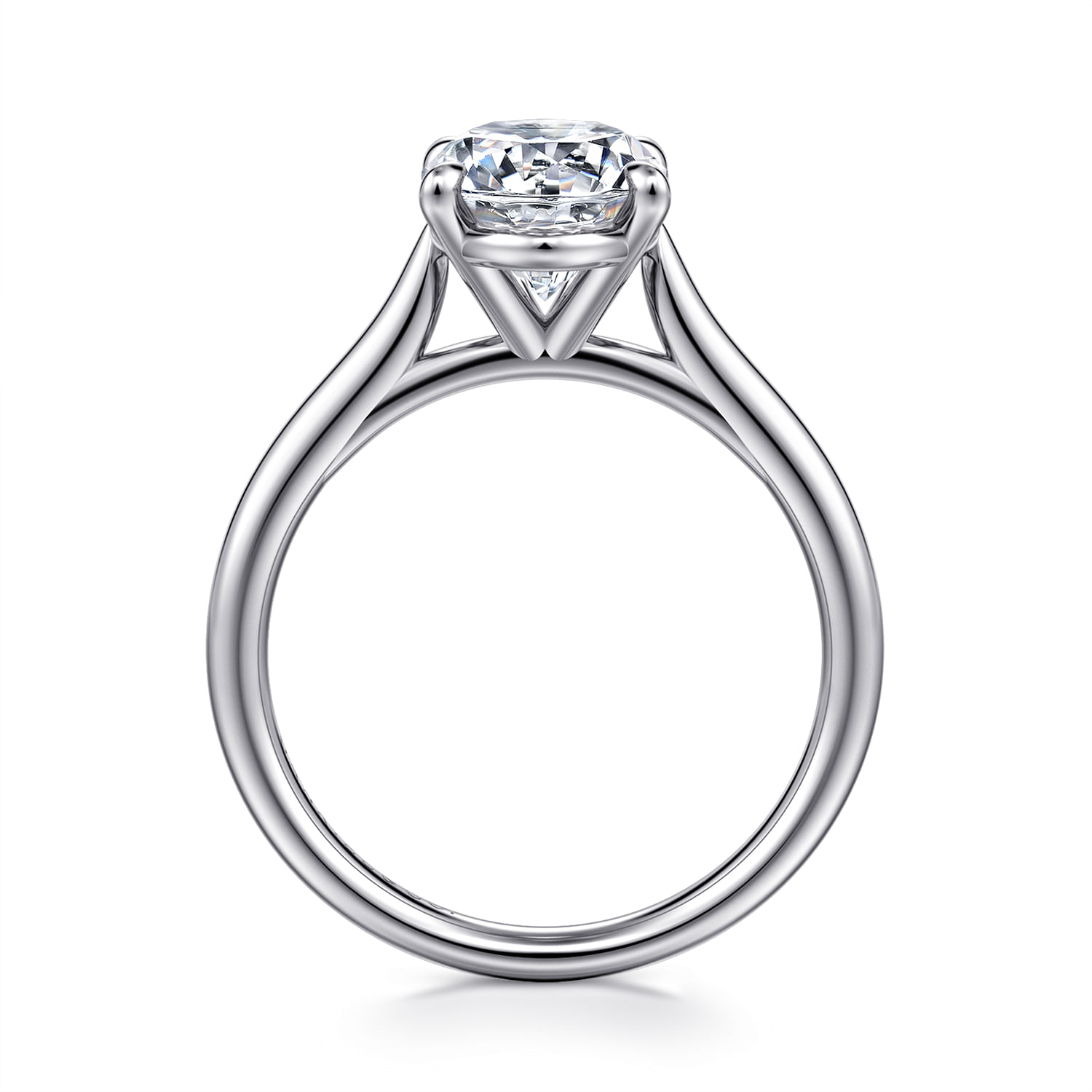 Bena - 14K White Gold Oval Solitaire Diamond Engagement Ring
