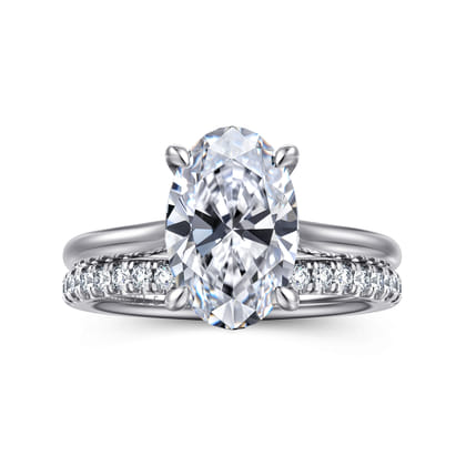 Bena - 14K White Gold Oval Solitaire Diamond Engagement Ring
