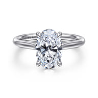 Bena - 14K White Gold Oval Solitaire Diamond Engagement Ring