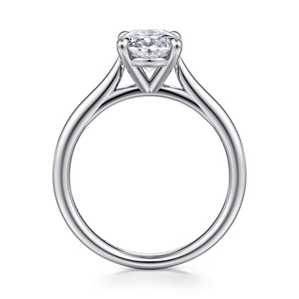 Bena - 14K White Gold Oval Solitaire Diamond Engagement Ring