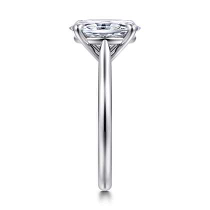 Bena - 14K White Gold Oval Solitaire Diamond Engagement Ring