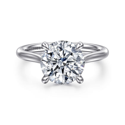 Bena - 14K White Gold Round Solitaire Diamond Engagement Ring