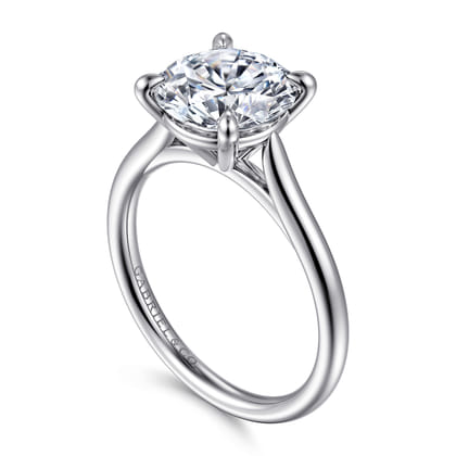 Bena - 14K White Gold Round Solitaire Diamond Engagement Ring