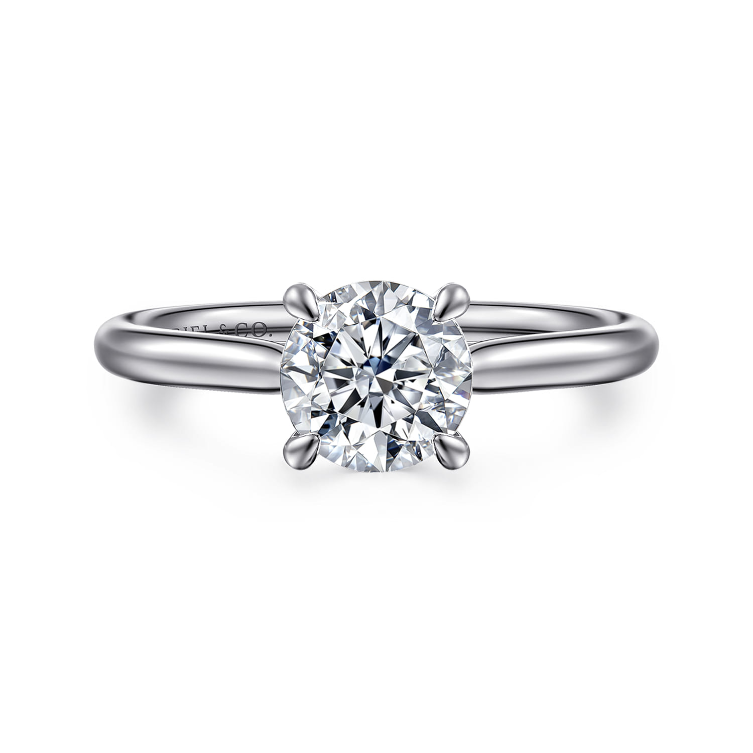Bena - 14K White Gold Round Solitaire Diamond Engagement Ring