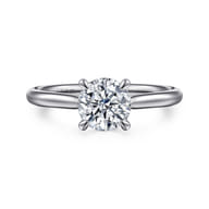 Bena - 14K White Gold Round Solitaire Diamond Engagement Ring