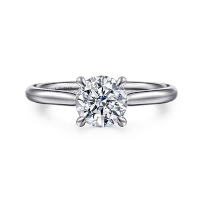 Bena - 14K White Gold Round Solitaire Diamond Engagement Ring