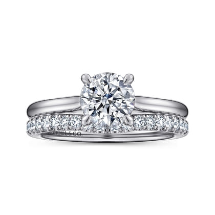 Bena - 14K White Gold Round Solitaire Diamond Engagement Ring