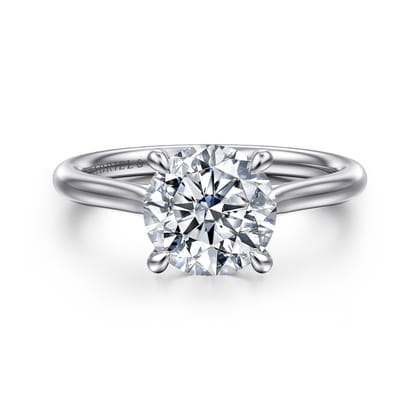 Bena - 14K White Gold Round Solitaire Diamond Engagement Ring