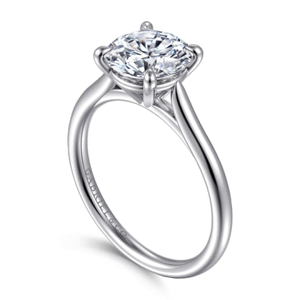 Bena - 14K White Gold Round Solitaire Diamond Engagement Ring