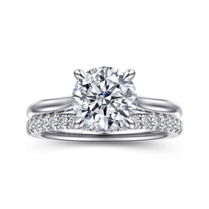 Bena - 14K White Gold Round Solitaire Diamond Engagement Ring