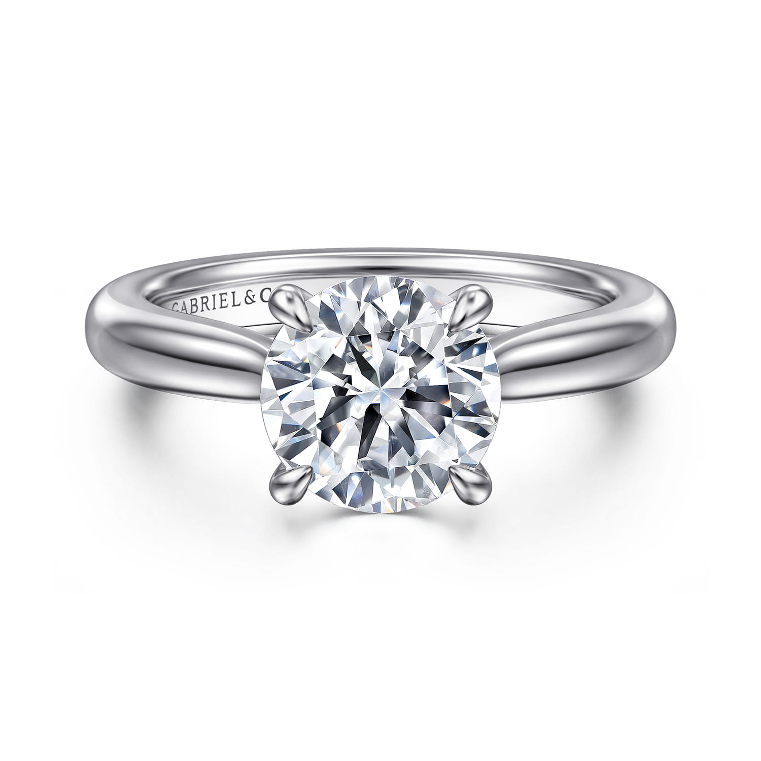 Bena - 14K White Gold Round Solitaire Diamond Engagement Ring