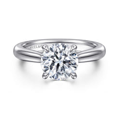Bena - 14K White Gold Round Solitaire Diamond Engagement Ring