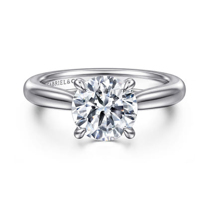 Bena - 14K White Gold Round Solitaire Diamond Engagement Ring